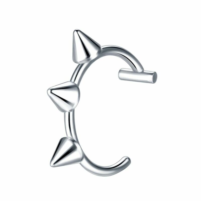 Aço inoxidável anel de nariz falso, Cool Non-Pierced, Hip Hop Hoop, anéis de septo, C Clip Lip Ring, 1pc
