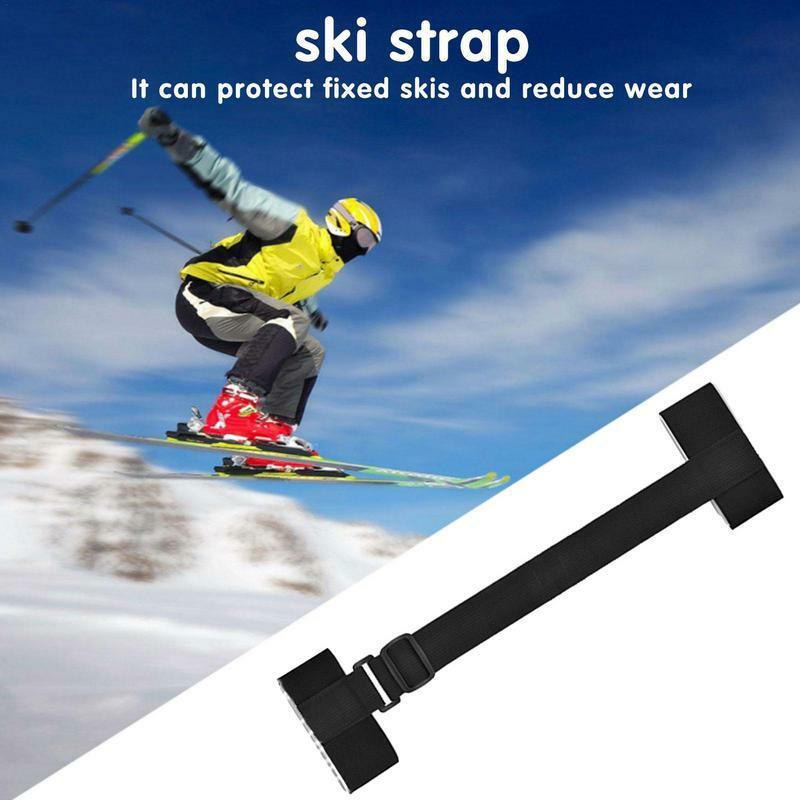 Correa de transporte para poste de esquí, correa de hombro ajustable para poste de esquí, Correa fija para tabla de esquí con almohadilla antideslizante, bolsa de esquí de nailon para tabla de esquí