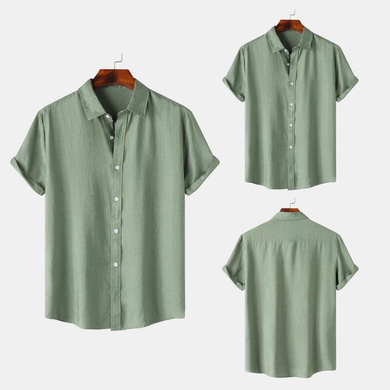 Herren Top stilvolle Herren Revers Kragen Sommer hemd mit nahtlosem Design dehnbaren Stoff für bequeme Business Casual Wear Short