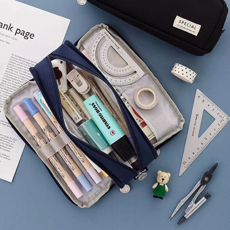 남녀공용 펜 필통, 연필 가방, 대용량 파우치 홀더 박스, 사무실 학생 문구 정리함, 학교 용품