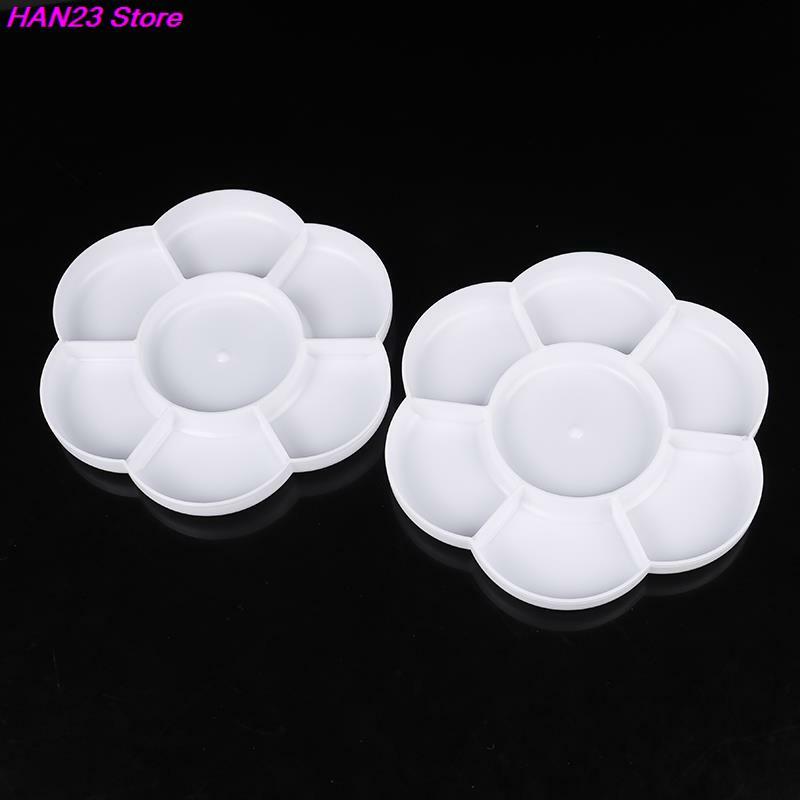 2pcs New Mini Round White Paint Palette Tray Ceramics for Acrylic Oil Watercolor Gouache Craft DIY Art Easy to Wash