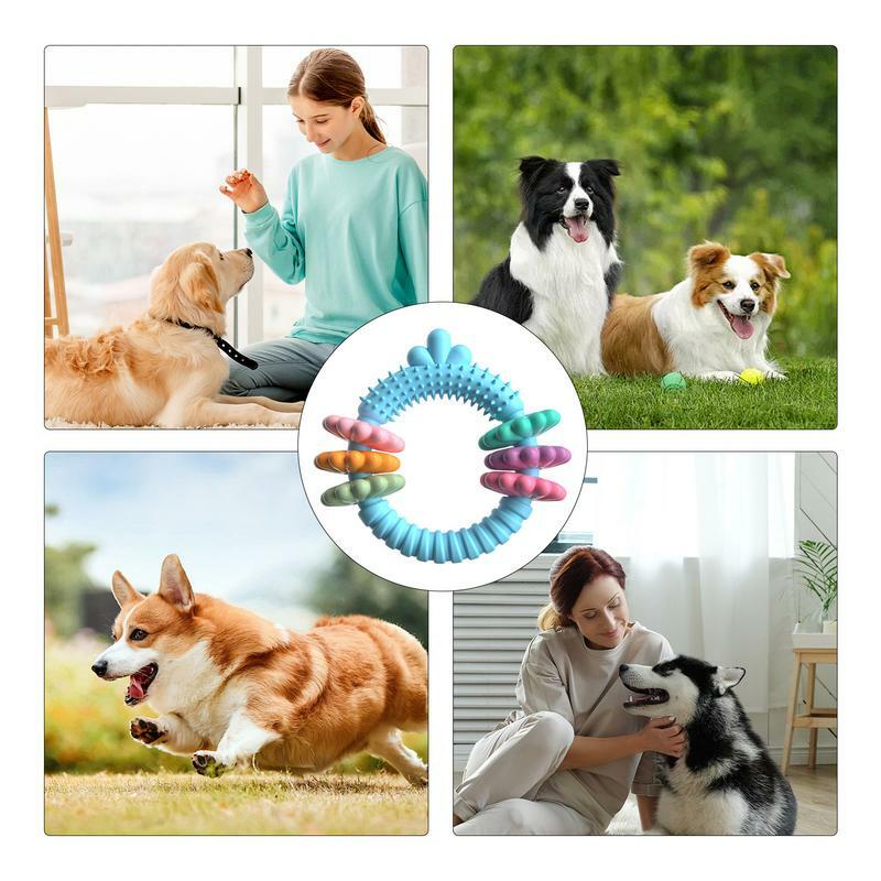 Dog Chew Rings Flexible Chew Toy Teeth Clean Dog Training Toy Funny Chew Thorn Circle Ring Pet Toys For Small and Medium Dogs