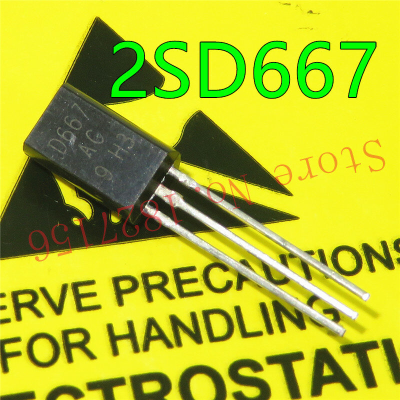 Transistor NPN de silicona D667, 2SD667, TO-92L, 1A, 120V, en un paquete de plástico de TO-92LM