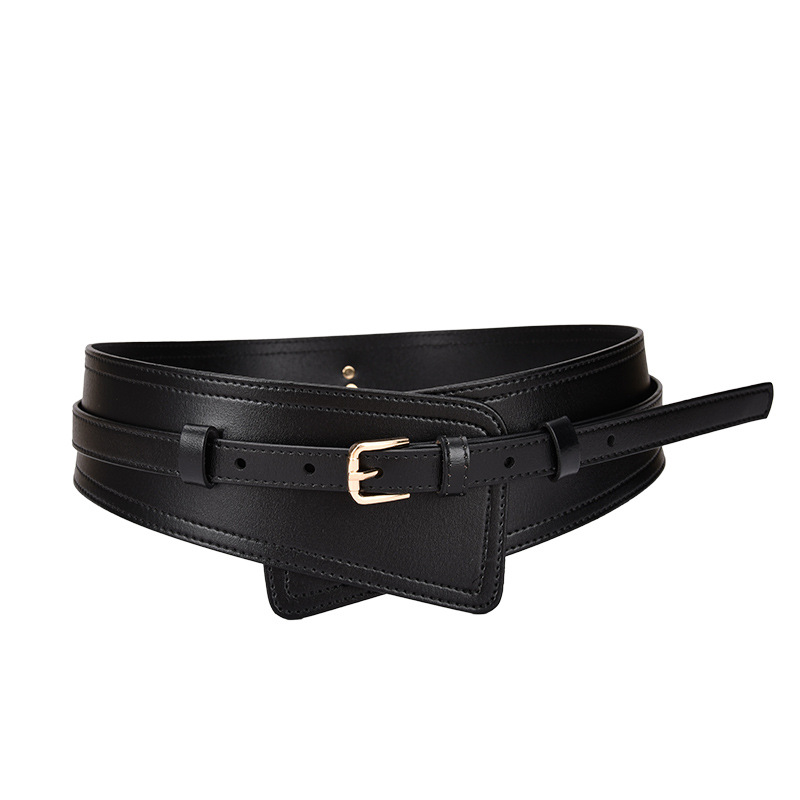 New style women's belt decoration fashion belt jacket waist alloy pin buckle genuine cowhide wide belt 7.5cm