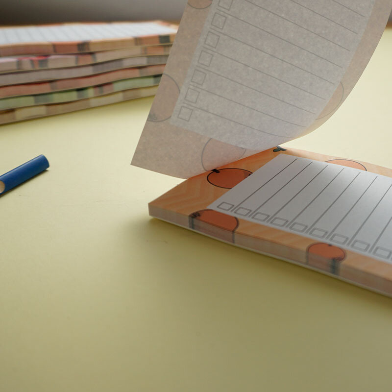 Alas catatan magnetik 50 lembar, alas Memo lengket dapat dilepas untuk kulkas buah dicetak pola buku rencana untuk melakukan daftar alat tulis