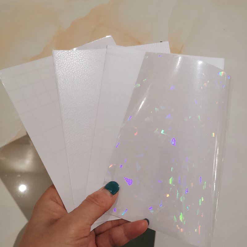 150 X 105MM One Sheet Holographic Transparen Plain Matched Adhesive Film Tape Cold Laminating On Paper Plastic DIY Package Card