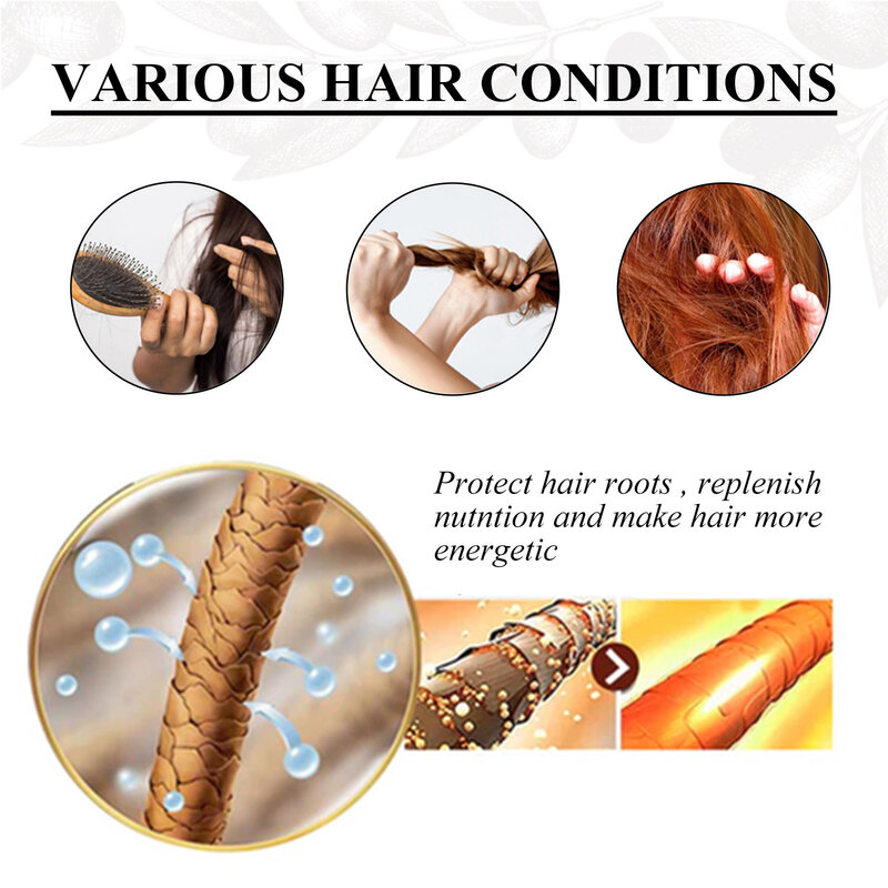 Óleo essencial para o cuidado do cabelo, anti perda de cabelo, reparação a seco, danificado, nutrição profunda, alisamento, frizz, Split End, tratamento