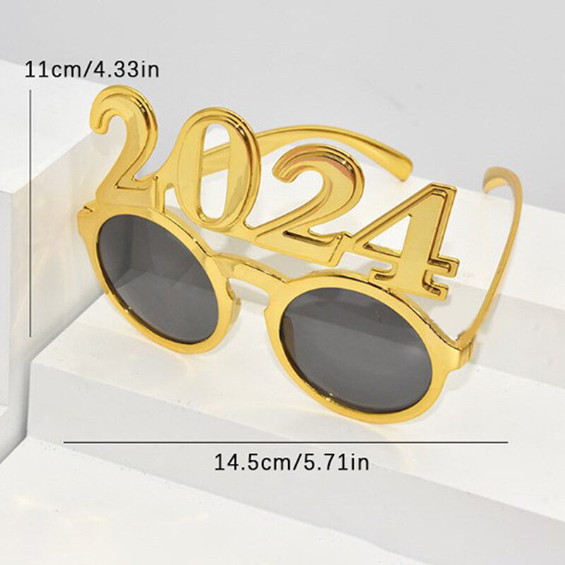 Happy New Year Glasses Party Sunglasses Eve Years Eyewear 2024 Number Graduation Supplies Funny Eyeglasses Photography Props