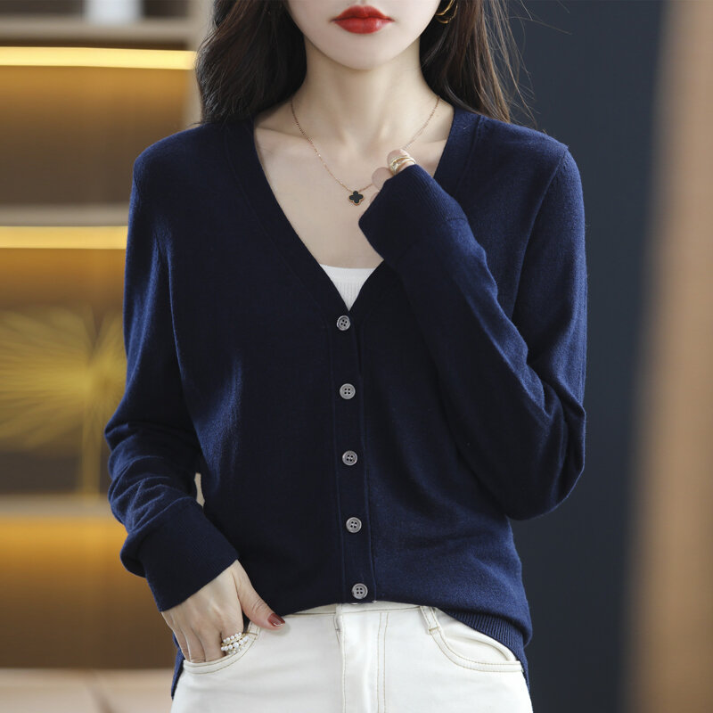 2022 nuovo Cardigan maglione lavorato a maglia cappotto allentato oversize da donna scialle scollo a v a maniche lunghe versione coreana della piccola tendenza fresca