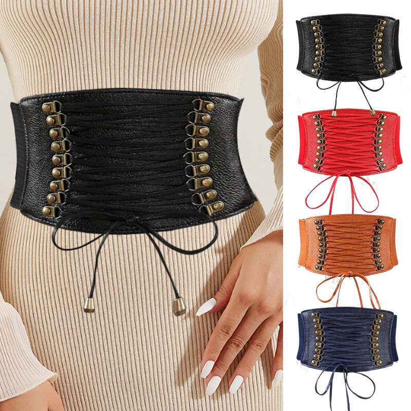 Corsé Punk para mujer, cinturón de vendaje con cordones, cinturón adelgazante, faja moldeadora, cierre de cintura súper ancho
