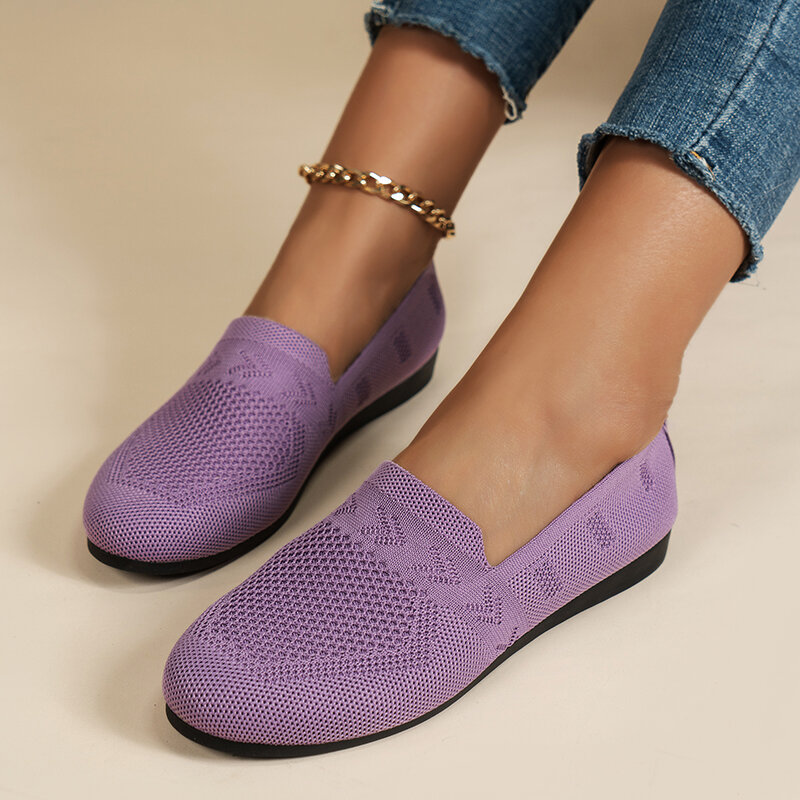 Women 39 Shoes Mesh Light Breathable Slip on Casual Shoes Solid Color Versatile Low Loafers Flat Shoes Zapatos De Mujer Sneakers