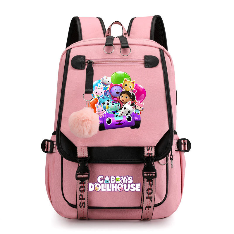 حقيبة ظهر مطبوعة عليها رسوم متحركة من Gabby للأطفال ، حقيبة سفر خارجية ، حقيبة مدرسية للطلاب في سن المراهقة