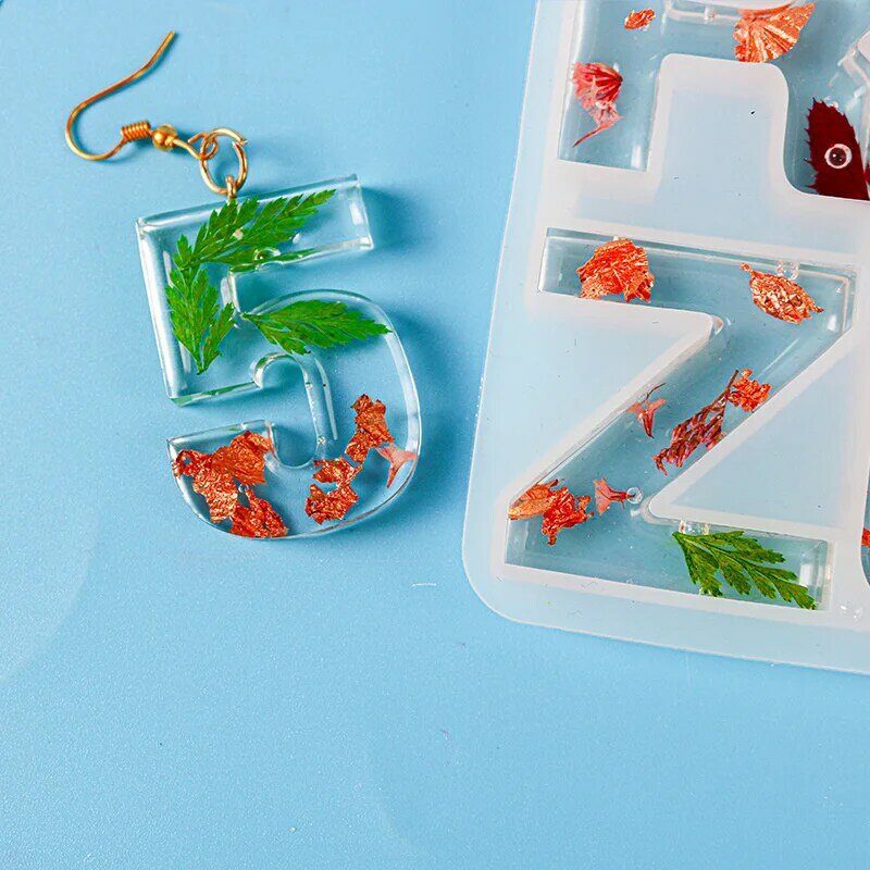 Crystal Epoxy Resin Mold Alphabet Letter Number Pendant Casting Silicone Crafts