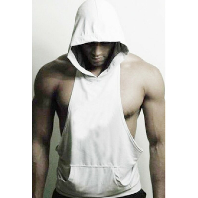 Bodybuilding Sweatshirt T-Shirt Tanktops Weste lässig Fitness-Studio Workout Kapuze Männer \\\'s plus Größe ärmellosen Verkauf