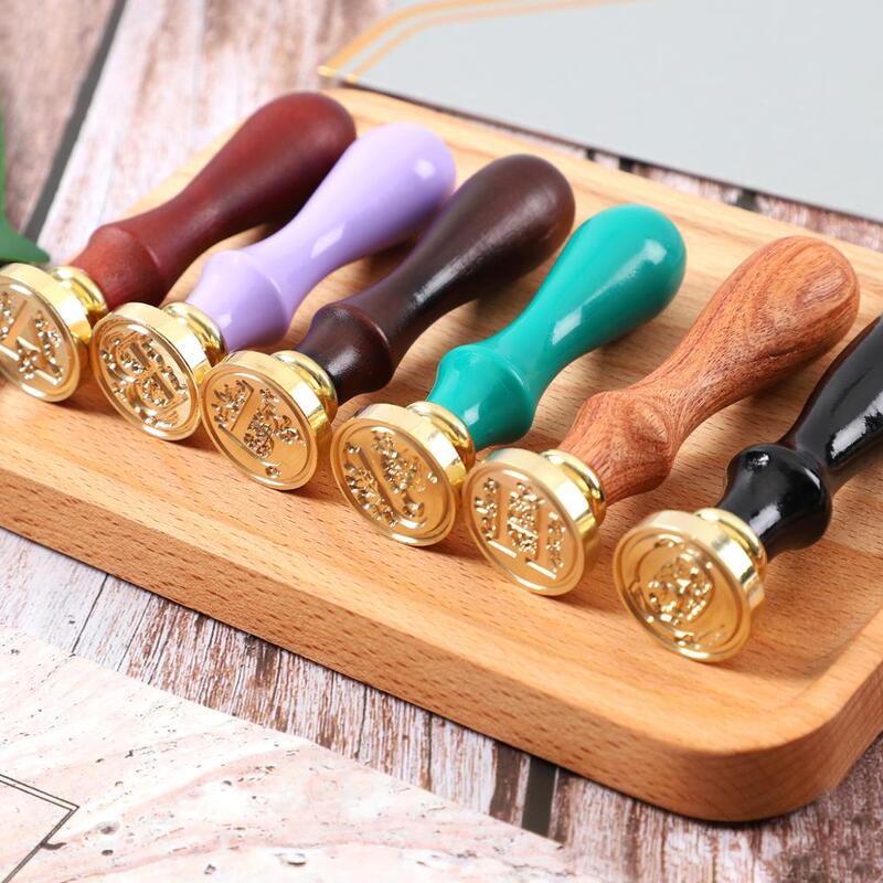 JIANWU 1pc Creative Letter Fire Paint Seal Handle and Copper Head Stamps Sealing Wax Card Making DIY Journaling Stationery