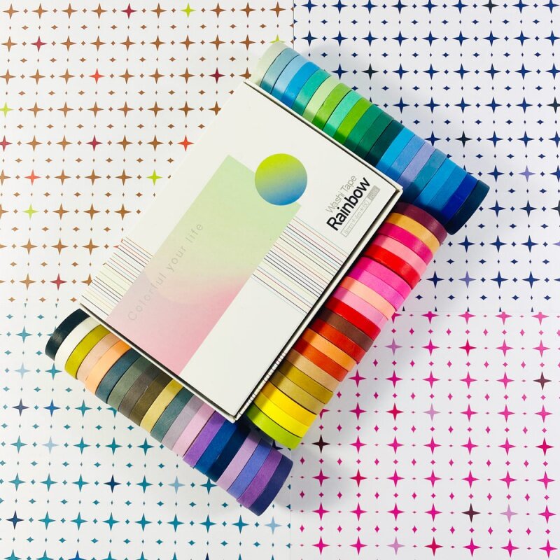 Op Maat Gemaakte Productgf Populaire 60 Kleuren Geschenken Decoratie Kleurrijke Washi Tape Set, Ambachtelijke Plakboek Custom Decoratieve Ma