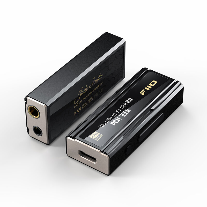 FiiO JadeAudio KA5 고해상도 오디오 휴대용 USB DAC 헤드폰 앰프, AMP 듀얼 CS43198 C타입 to 3.5 + 4.4mm 케이블, DSD256 xduoo