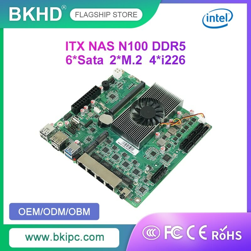 Płyta główna BKHD Intel older Lake N100 DDR5 NAS procesor domowy 4 * Intel I226 2.5G LAN M.2 Slot 6xSATA DP obsługuje xpenologię