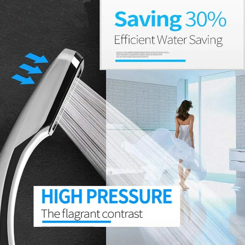 Pressurized 300 Holes Single Head Hand Hold Square Shower Head Water Saving Rainfall Spray Nozzle Bathroom Accessories