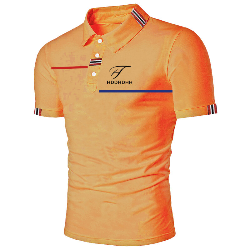 HDDHDHH-Polo décontracté pour homme, t-shirt de golf respirant, imprimé de marque, t-shirt document solide