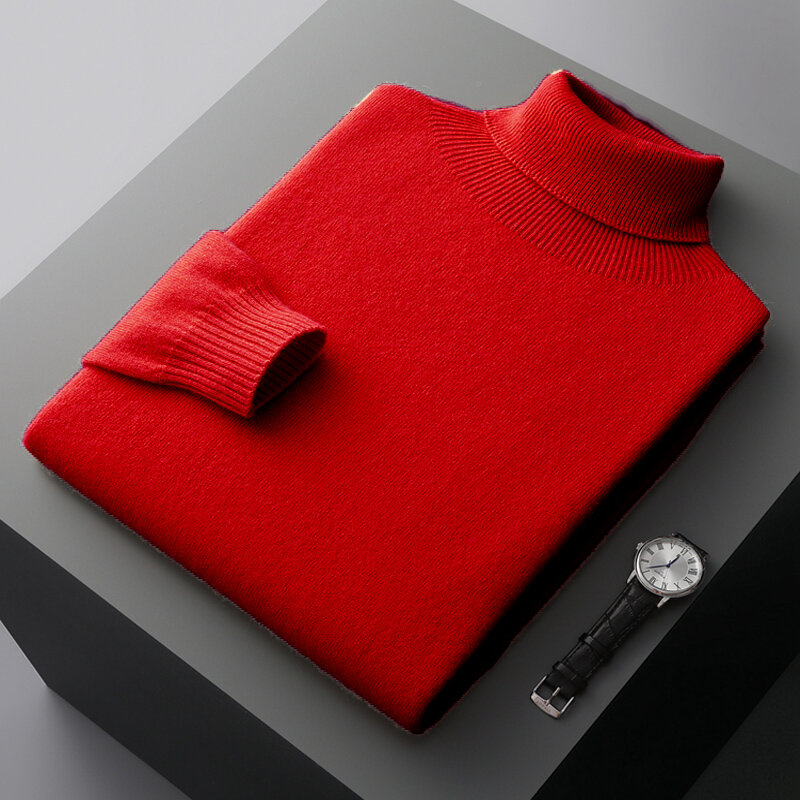 Herbst und Winter First-Line Ready-to-Wear 100% Kaschmir pullover Herren High Revers Pullover Business Wolle Strick Bottom ing Shirt