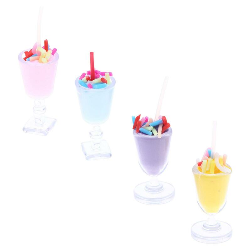 4Pcs 1:12 Dollhouse Ice Cream Cup Model Realistic Charm Pendants for Sand Table Railway Station Building DIY Projects Layout