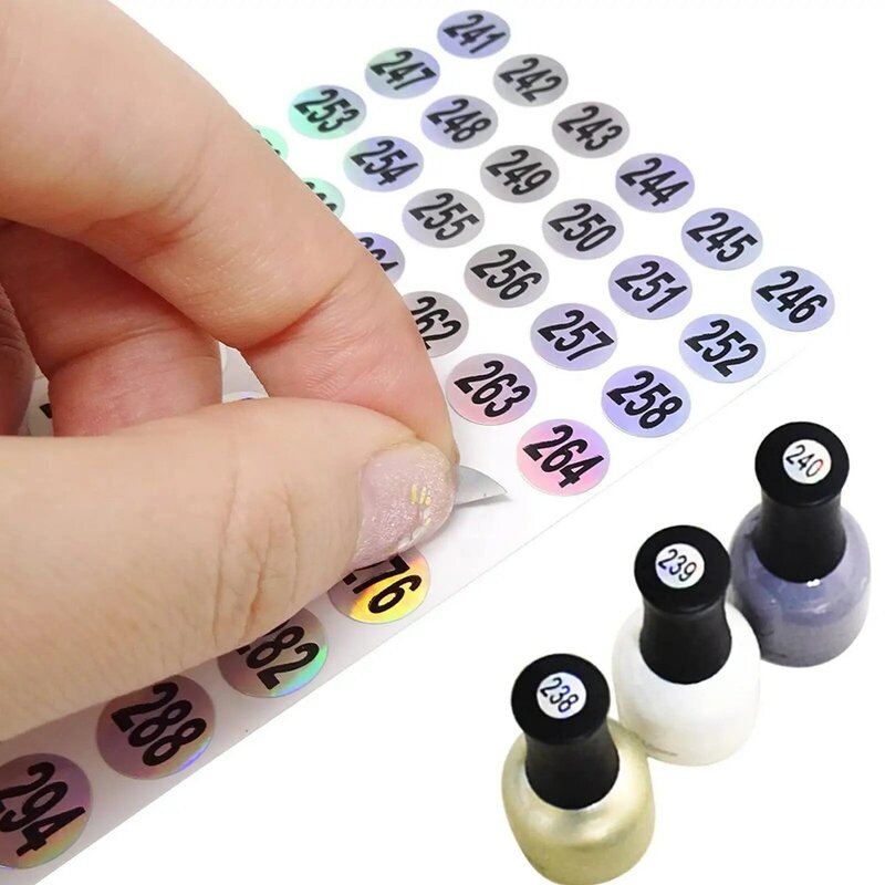Etiqueta Adhesiva láser para esmalte de uñas, pegatinas de marcado, guía de números, herramientas de manicura DIY, 1-500