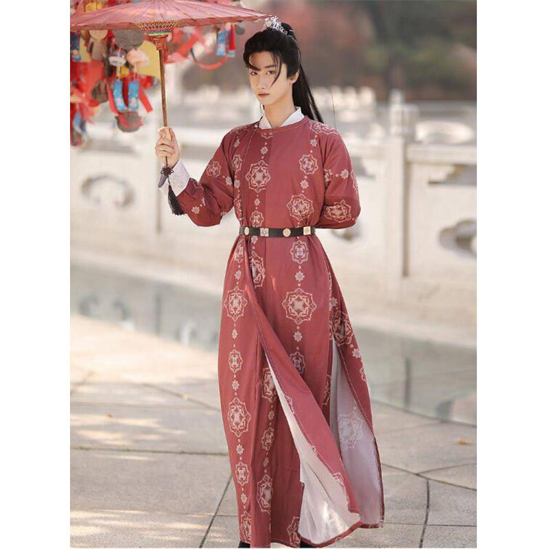 Hanfu traditionnel chinois, vêtements unisexes pour hommes et femmes de la dynastie Tang, Robe à col rond imprimée de fleurs, film assorti pour Couple, Cosplay