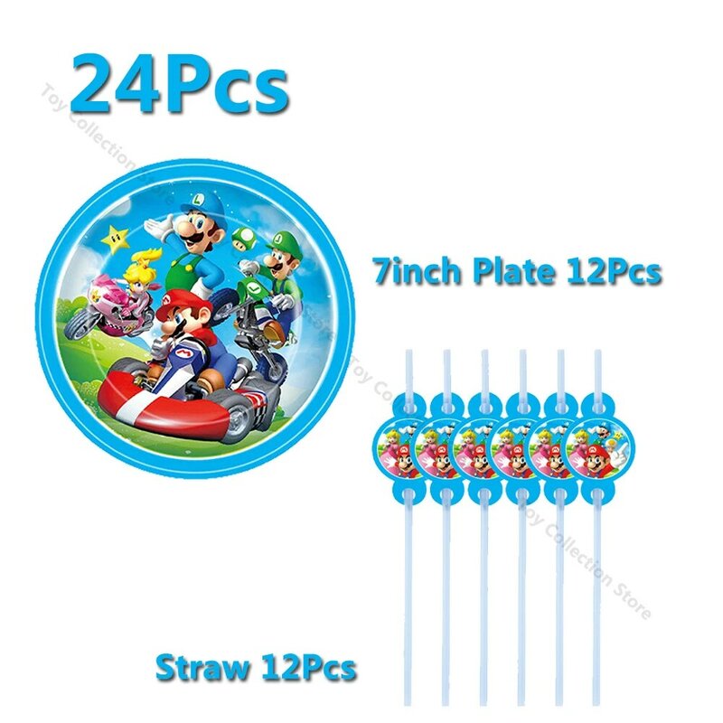 1Set Marioedd Bros Tableware Party Supplies Kid Birthday Ballon Party Decoration Paper Plate Cup Napkin Game Theme DIY Toy Gift