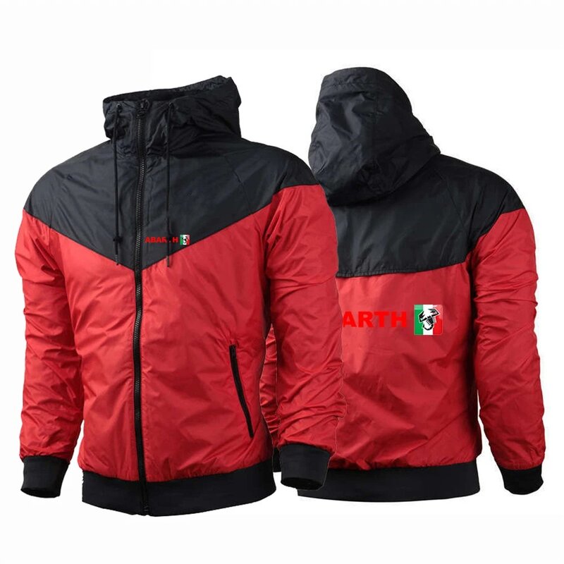 2024 New Men Abarth Spring and Autumn Printing Hot Sale Five-Color Hooded Color Matching Windbreaker Fashion Coats
