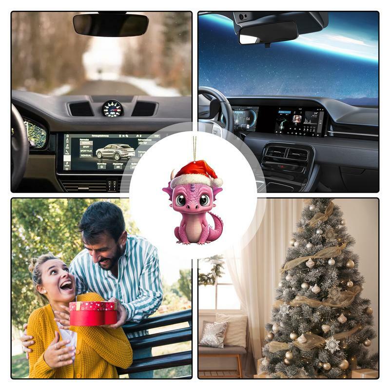 Рождественское украшение, милая детская фотография, 2D Акриловые украшения в виде животных, милый кулон для украшения заднего вида автомобиля