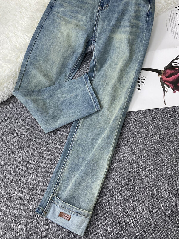 Pantalones vaqueros azules para mujer, ropa de calle Vintage de los años 90 y Y2k, holgados, coreanos de gran tamaño, cintura alta, pierna ancha, 2000