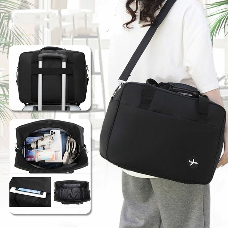 단색 여행 보관 가방 더플 백, 방수 나일론 접이식 여행 가방, 대용량 휴대용 탑승 가방