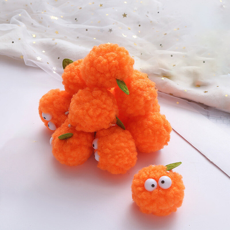 Boneka Pompom oranye lucu lucu tas bola rambut buah oranye kartun mewah Aksesori DIY lucu kreatif gantung untuk hadiah anak-anak