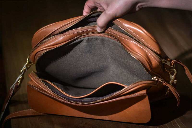 Vintage Luxe Echt Lederen Heren Messenger Bag Handgemaakte Outdoor Casual Dagelijkse Natuurlijke Eerste Laag Koeienhuid Werk Schoudertas