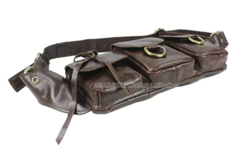 Fashion genuine leather waist Pack men Bag for money belt bag Bum fanny pack Pouch small Shoulder