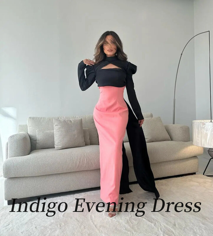 Indigo Two Piece Satin Evening Dresses Strapless Mermaid Coat Women Formal Party Dress Saudi Arabia 2024 Rode De Soiree Femme