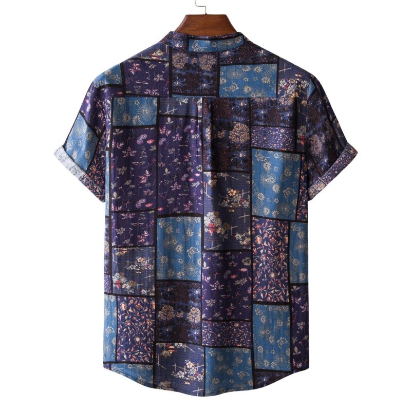 Роскошная мужская футболка, рубашки с коротким рукавом, Мужская модная одежда, блузки, футболки, Бесплатная доставка, гавайская хлопковая рубашка-поло