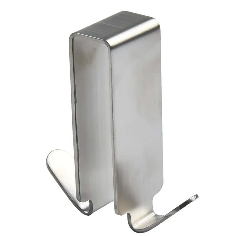 Gancio per porta del bagno ganci doppi Design armadio da cucina in acciaio inossidabile gancio per porta a tirare supporto per appendiabiti da bagno