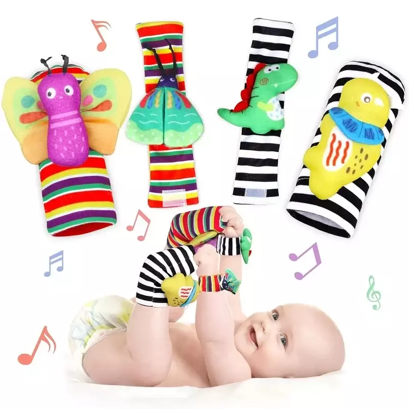 Mainan bayi 0 6 12 bulan lucu boneka hewan kerincingan bayi kaus kaki pergelangan tangan mainan bayi baru lahir membuat suara permainan untuk bayi