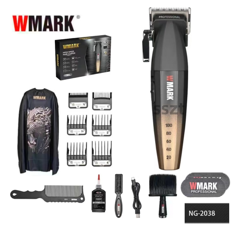 WMARK NG-2038 전문 충전 이발사, 무선 전기 이발사, 남성용 헤어 트리머, 수염 스크레이퍼, 고품질 블레이드