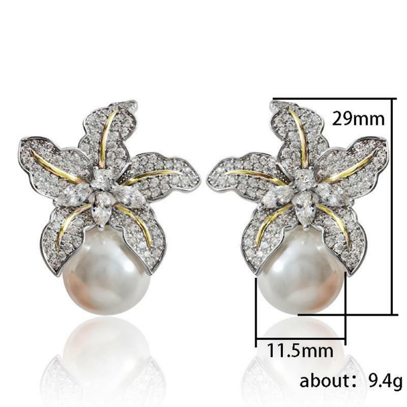 Huitan-pendientes de perlas de imitación para mujer, joyería de lujo con incrustaciones de piedras brillantes de CZ, joyería de boda, 1 ~ 20 piezas