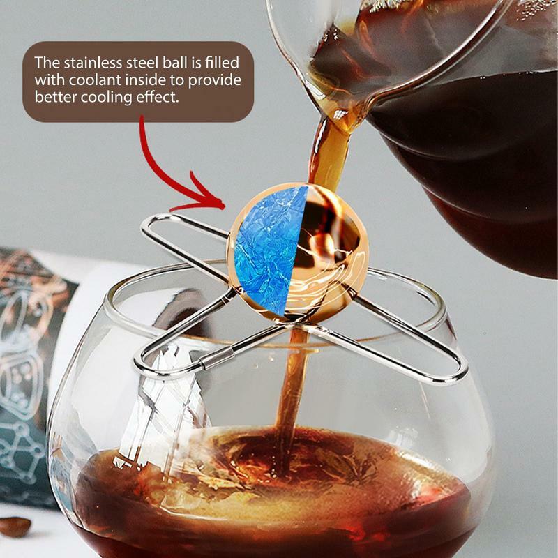 Bola beku kopi Espresso dapat dipakai ulang, alat pembuat rasa kopi pendingin bola es baja tahan karat