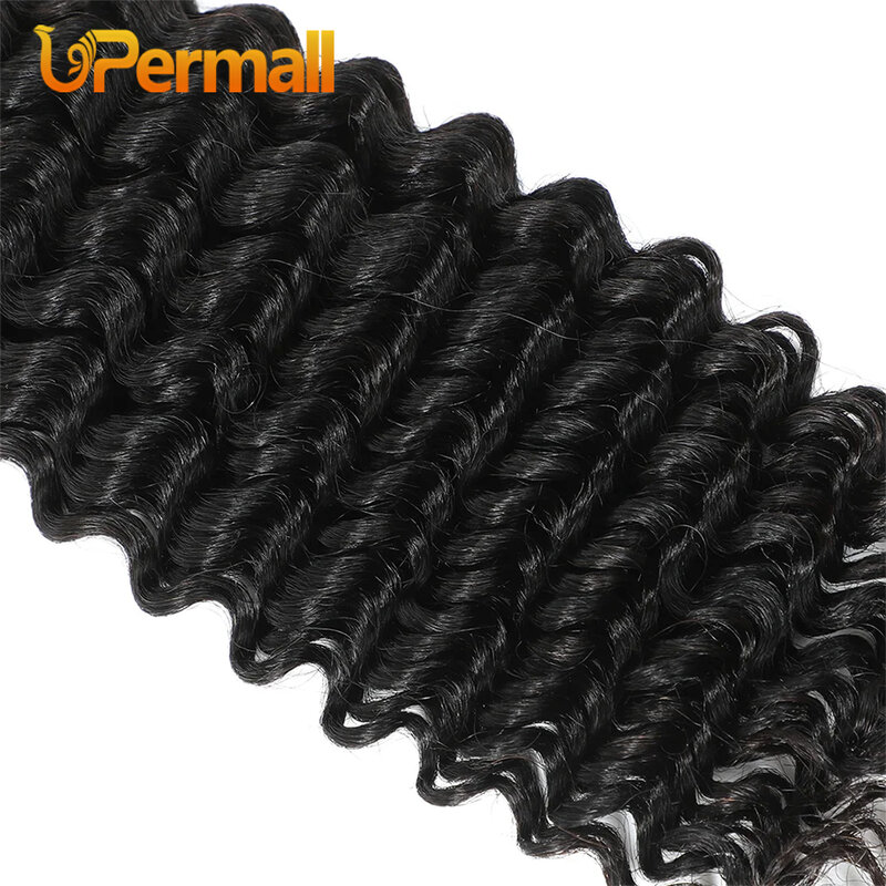 Upermall Bulk Human Hair No Weft 100g For Braiding Deep Curly Wave Full Ends Extensions Brazilian 100% Remy For Boho Braids 1B