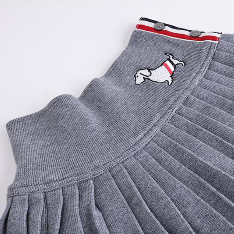 Y2k estate moda donna gonna a pieghe Versatile cucciolo ricamato a vita alta sottile lana Anti-esposizione minigonne corte