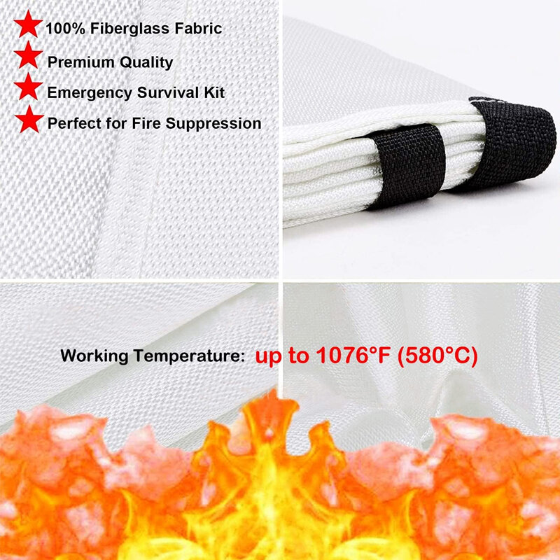 Fire Blanket 2M*2M Fighting Fire Extinguishers Tent Boat Emergency Blanket Survival Fire Shelter Safety Cover for Kitchen Safety