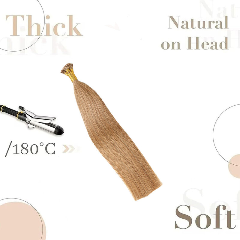 Straight U Tip Hair Extensions Human Hair #27 Honey Blonde Remy Hair U Tip Human Hair Extensions 100 Strands/Pack Nail Hair