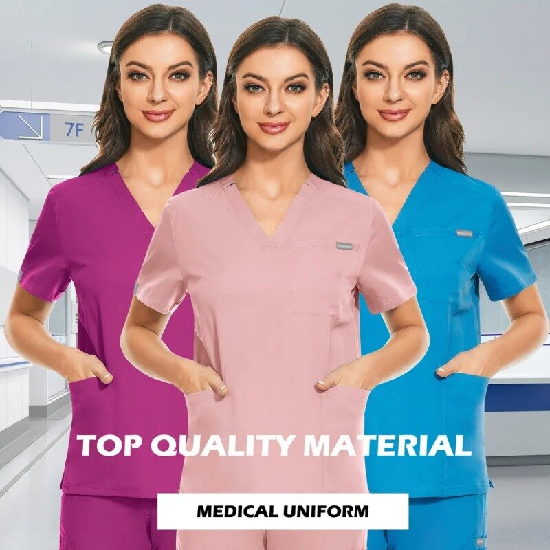 Perlengkapan medis Scrub perawat atasan seragam medis seragam dokter Suster pakaian kerja klinis baju gosok bedah blus baju
