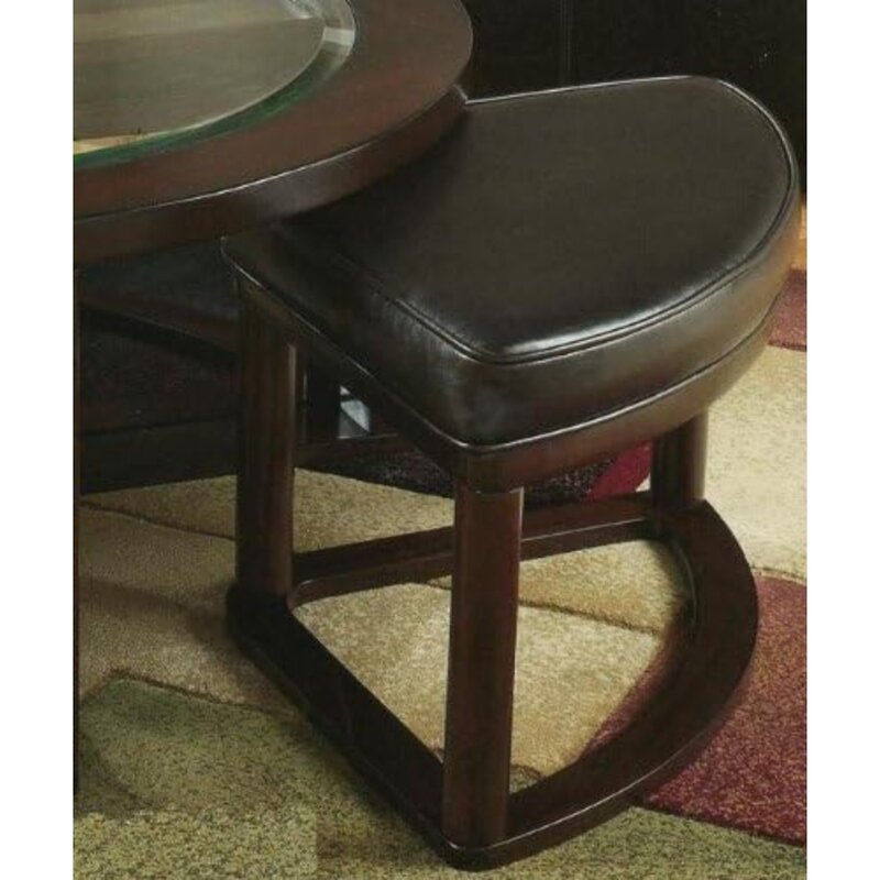 Meja kopi bundar bagian atas kaca kayu Solid dengan 4 bangku kursi ruang tamu kursi selip kulit Espresso kursi kafe Café