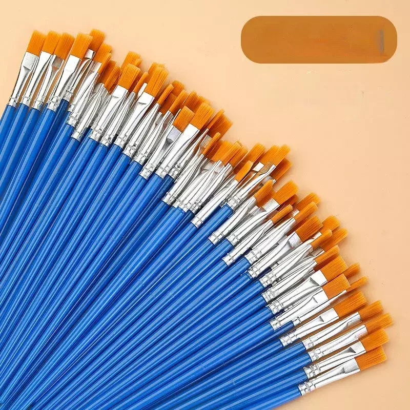 10/20/50Pcs Painting Brushes Set Art Round Flat Hair Nylon Hair Paint Brush Pen for Oil Acrylic Watercolor School Art Supplies
